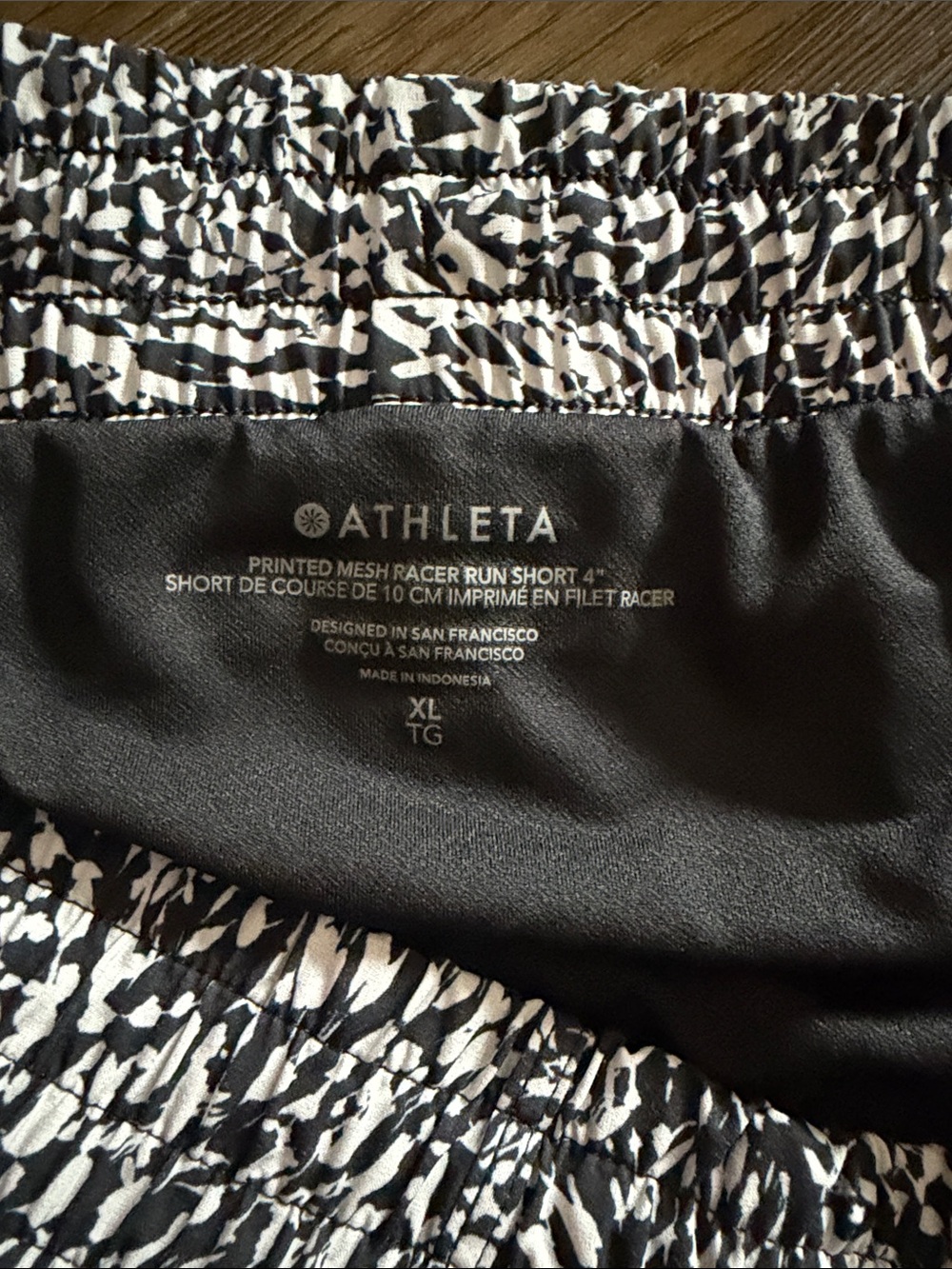 Athleta Black and White Printed Running Shorts